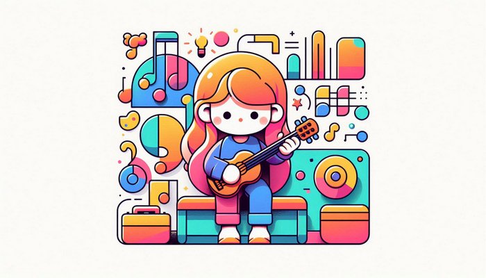 دختری در حال گیتار زدن