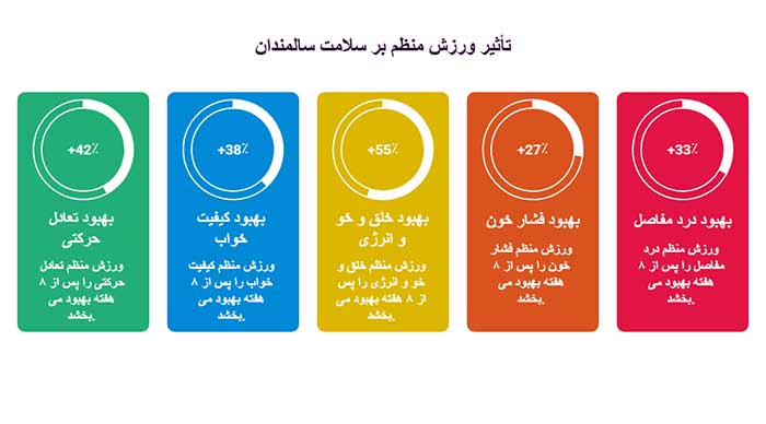 اینفوگرافک  تأثیر ورزش منظم بر سلامت سالمندان 